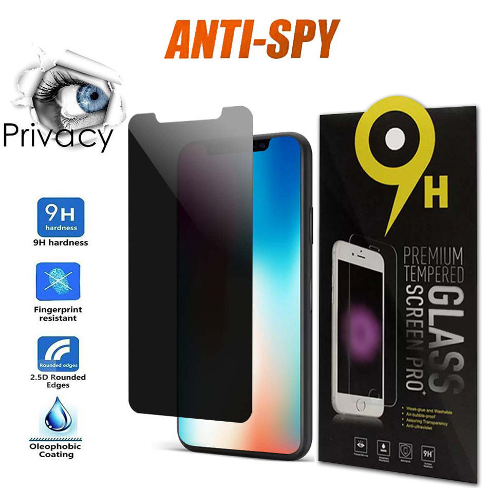 Anti Spy Privacy Glass för iPhone 15 14 13 12 11 Pro Max XR XS 7/8 Plus Skärmskydd härdat glas med paket