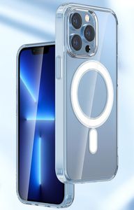 Étuis de téléphone antichoc magnétiques transparents en acrylique transparent pour iPhone 15 14 13 12 11 Pro Max Mini XR XS X 8 7 Plus chargeur Magsafe ultra