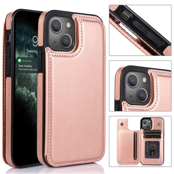 Case de billetera de cuero Pu para iPhone 15 14 13 12 11 Pro Max XR XS Max 8 7 Plus Samsung S24 S23 S22 Ultra Plus A51 A71 A71 A81 Cubierta de ranuras para tarjetas de kickstand