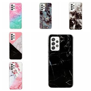 Étuis de téléphone en marbre IMD TPU souple pour Samsung S23 S22 Ultra Plus A13 A33 A53 5G Iphone 15 14 13 Fleur Rock Stone Pattern Silicon Gel Fashion Smart Back Cover Skin