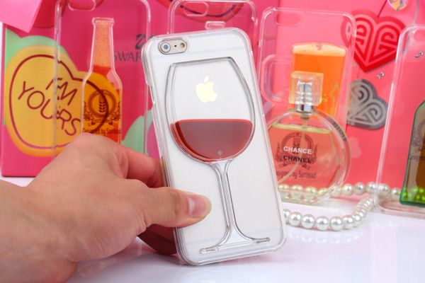 Pour iphone 7 cas rouge Vin Tasse Liquide Cas Transparent Pour Apple iPhone 8 7 7 plus 6 6 S plus 5 5 S Téléphone Cas Retour Couvertures