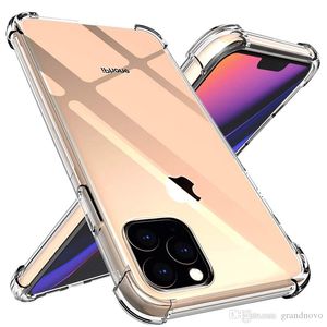 Transparante telefoonhoes voor iPhone 13 12 11 Mini Pro Max XS XR 8 7 Plus Samsung S20 TPU Beschermende schokbestendige Clean Case Cover
