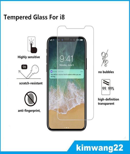 Para iPhone 8 Protector de pantalla de vidrio templado para Iphone8 Iphone X Edición Película 25D 9H Paquete de papel antirotura6115587