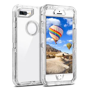 Pour iPhone 8 Plus Case 3in1 Étuis de téléphone portable Soft TPU Bumper Clear Hybrid Housse de protection compatible avec 14 13 12 11 15 Pro Max XR XsMax SE 3