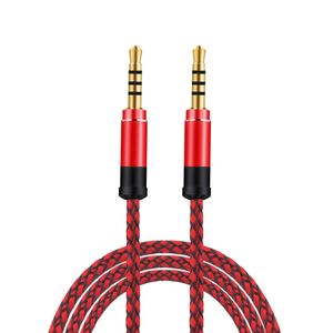 Pour Iphone Aux Car Audio Cable 1.5M Nylon tissage À 3.5 Mm Mâle Mâle Jack Auto Gold Plug Kabel Ligne Cordon 300 Pcs Couleur Mixte