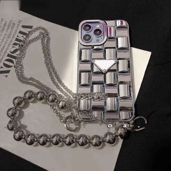 Coque de téléphone avec Bracelet en perles d'argent, chaîne à bandoulière, pour Iphone, 12, 13promax, 11, 12pro, 11pro, Xs, Xr, X, 7plus, 8P