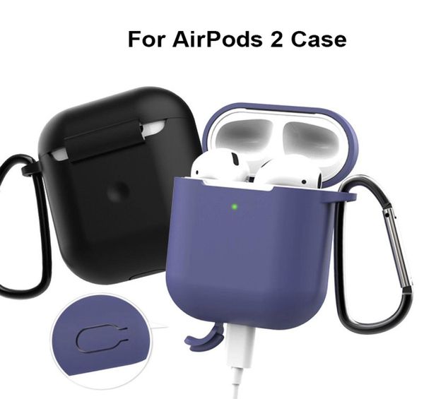 Pour iPhone écouteurs Airpods 2 étui en silicone crochet porte-clés AirPod cas 2 Airpod2 sans fil Bluetooth Heaphone anti perte de main Prote2263975