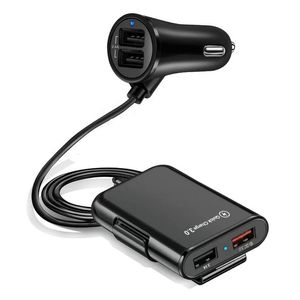 Voor iPhone Huawei Xiaomi Samsung Car Charger Telefoonlader vooraan op de achterbank 4 Port USB Quick Charge QC3.0 60W 8A