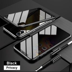 Pour Iphone Metal Cases Magnet Case Privacy Magnetic Glass Peep Trempé 13 12 11 Pro Xs Max X Xr Anti-Spy Prevent The For 13Pro 12Pro Keep Private