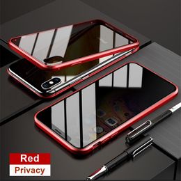 Voor iPhone metal cases Telefoon hoes magnetische privacy Peep getemperd priv￩bedekking 14 13 12 11 Promax XS Max Voorkom de voor 14Pro 13Pro 12Pro