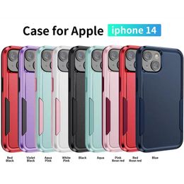 Telefoonhoesjes Achterkant Tweekleurige schokbestendige beschermhoes Hybride pc TPU voor iPhone 15 14 Plus 11 12 13 mini Pro Max X 8 7 6 Compatibel en Samsung Galaxy S22 S21