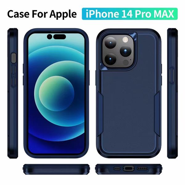 Pour Iphone Samsung Phone Cases Couverture arrière double couleur antichoc Caes de protection hybride PC TPU 15 14 Plus 11 12 13 mini Pro Max Xsmax XR XS 8 7 6 Compatible S21 S22 S23 Retail