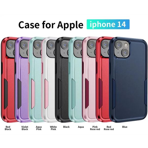 Fundas para teléfono Contraportada Funda protectora a prueba de golpes de doble color PC híbrida TPU para iPhone 15 14 Plus 11 12 13 mini Pro Max X 8 7 6 Compatible y Samsung Galaxy S22 S21