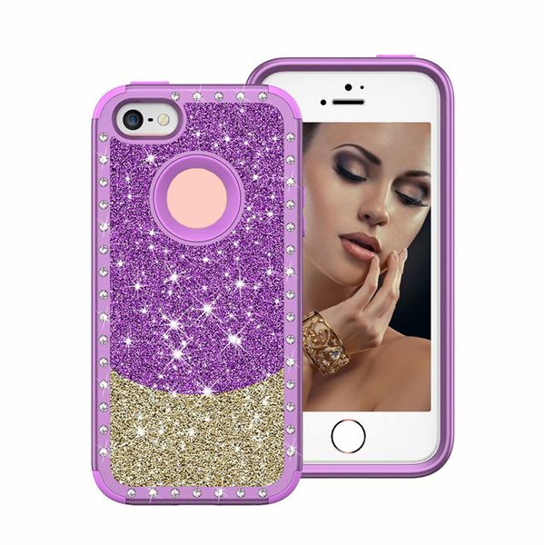 Pour Iphone SE 2020 étui de luxe diamant femmes couverture robuste hybride complet du corps housse de protection défenseur étui pour iPhone 5S SE