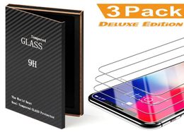 Pour iPhone X 8 7 6 6s Plus Temperred Glass Screen Protector 9H 25D Film Antishatter pour iPhone Plus Deluxe 3 Pack2873511