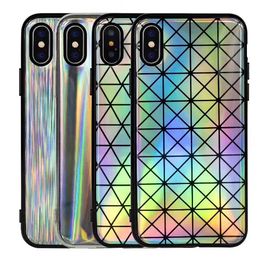 Voor iPhone X Laser Rainbow Shiny Case Zachte TPU Vonken Bling Flexible Case Cover voor iPhone 8 7 6 Plus