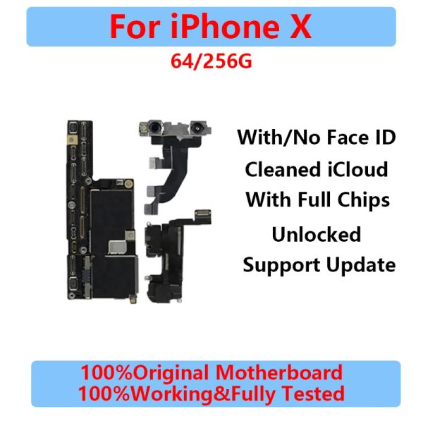 Pour la carte mère de carte mère iPhone X pour la carte mère iPhone XR avec ID de visage entièrement testé ICloud nettoyée d'origine entièrement testée