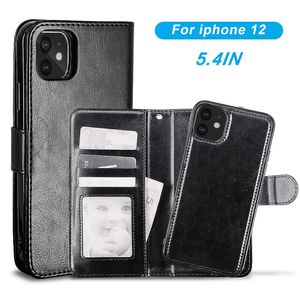 Pour iPhone 12 11 Pro XS MAX X 7 8 Plus 2 en 1 portefeuille détachable magnétique étui en cuir couverture de téléphone Samsung S20