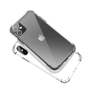 Vier Hoeken Anti-Val Transparante Mobiele Telefoon Case Voor iPhone 15 14 13 12 11 pro max 7 8 X XS Samsung S24 Schokbestendig Zacht TPU Clear Cover