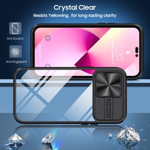 Voor IPhone14 Clear Case Luxe Slide Camera Cover Lensbescherming Cover Voor iPhone 11 12 13 14 Pro Max XS XR X 7 8 Plus SE Zachte Bumper Hard Shell