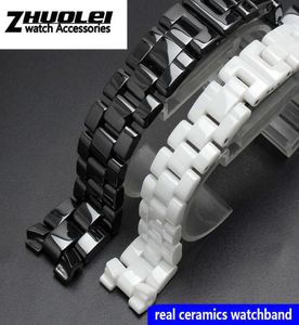 Voor J12 Ceramics Polsband Hoge kwaliteit Dames039S Men039S Horlogeband Modearmband Zwart Wit 16 mm 19mm H09158799924