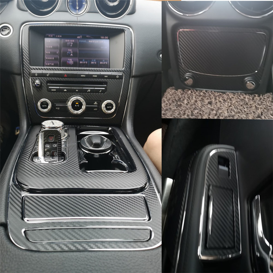Jaguar XJ XJL 2010-2018 İç Merkez Kontrol Paneli Kapı Kolu Karbon Elyaf Çıkartma Çıkartmaları Araba kesilmiş vinil stil için