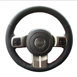 pour Jeep Compass Grand Cherokee Wrangler Patriot 2012-2014 housse de volant de voiture en cuir noir cousue à la main personnalisée