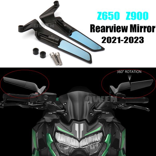 Para Kawasaki Z650 Z900 2021-2023 ESPEJOS STELALES ALA VISTA DE VISTA DEL ASEJA Z 900 Z 650 Mirrores de ala deportiva ajustable