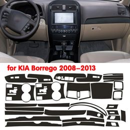 Autocollants en Fiber de carbone pour poignée de porte, panneau de commande Central intérieur, pour Kia Mohave Borrego 2008 – 2015, accessoires de style de voiture