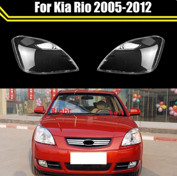 Para Kia Rio 2005 ~ 2012, tapas de faro delantero de coche, cubierta de lámpara, carcasa de lámpara de cristal, cubierta de lente de faro, pantalla transparente, carcasa de coche