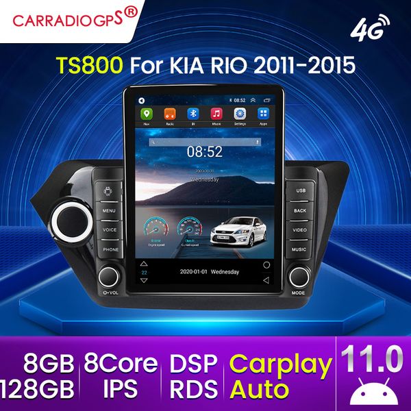 Para KIA RIO 2011-2015 128G Android 11 RDS DSP 4G LTE coche dvd reproductor Multimedia coche Audio coche Radio Multimedia reproductor de vídeo