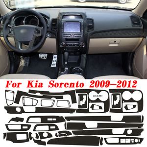 Autocollants en Fiber de carbone pour poignée de porte, panneau de commande Central intérieur, pour Kia Sorento 2009 – 2012, accessoires de style de voiture