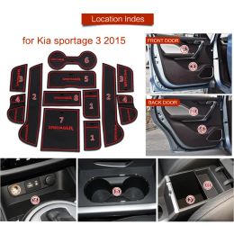 Pour Kia Sportage 3 2011 2012 2013 2014 2015 Car Gate Slot Slot Cup Mat Dove Groove Mats Anti-slip tasse couverture intérieure accessoires