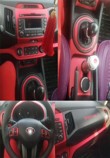 Pour KIA Sportage R 2011-2017 panneau de commande Central intérieur poignée de porte 5Dautocollants en Fiber de carbone autocollants style de voiture coupé 8369891