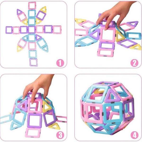 Para niños bloques de construcción de juguete STEM para el aprendizaje preescolar de habilidades motoras finas de mosaico Magnet 3d actividades para niños pequeños