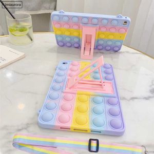 Voor Kindle Fire7 Fire 7 2017 2019 HD8 HD 8 Plus 2020 HD10 HD 10 Plus 2021 Kids Silicone regenboog Bubble Cover Tablet Stand Case HKD230809