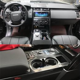 Pour Land Rover Discovery 5 panneau de commande central intérieur poignée de porte 5D autocollants en Fiber de carbone autocollants style de voiture coupé Vinyl2611