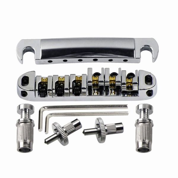 Para piezas de guitarra Les Paul Tune-O-Matic Puente de guitarra Roller Silver Saddle Bridge Tail