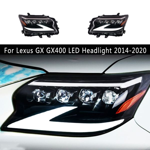 Para Lexus GX GX400 LED Faro 14-20 DRL Daytime Running Streamer Indicador de señal de giro Accesorios para automóvil Lámpara delantera Ojo del ángel