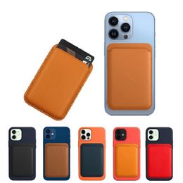 Para Magsafe funda, soporte de tarjeta magnética para iPhone 14 13 11 12 Pro MAX mini funda tipo billetera de cuero XR XS MAX tarjeta teléfono bolsa adsorción