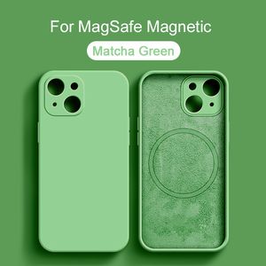 Funda de silicona de lujo inalámbrica magnética Magsafe para iPhone14 13 12 11 ProMax, funda suave a prueba de golpes