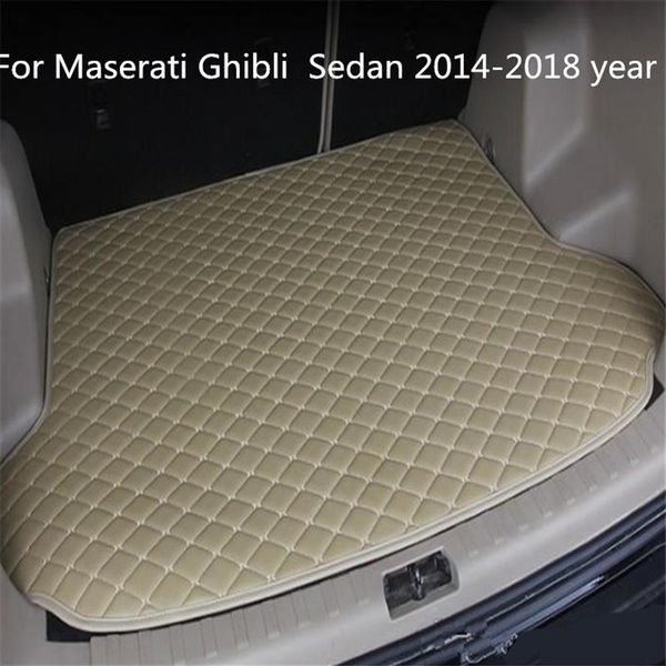 Pour Maserati Ghibli berline 2014-2018 ans voiture tapis de coffre anti-dérapant en cuir imperméable tapis de coffre de voiture tapis plat Pad232e