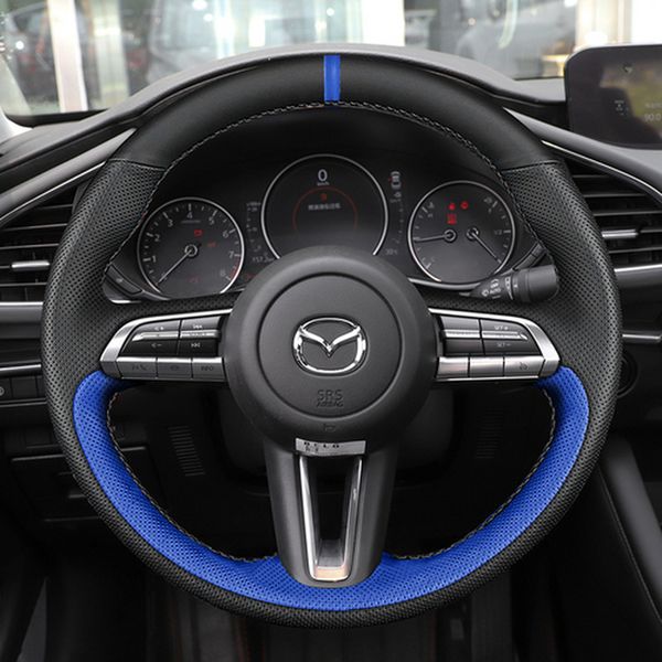 Para Mazda 3/6 CX4 CX5 CX30 CX8 Funda de volante especial cosida a mano de cuero personalizado