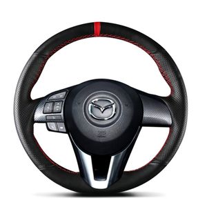 Pour Mazda 3/6 onxela cx-4 cx-3 atenza CX-5 bricolage en cuir personnalisé cousu à la main couverture de volant accessoires d'intérieur de voiture