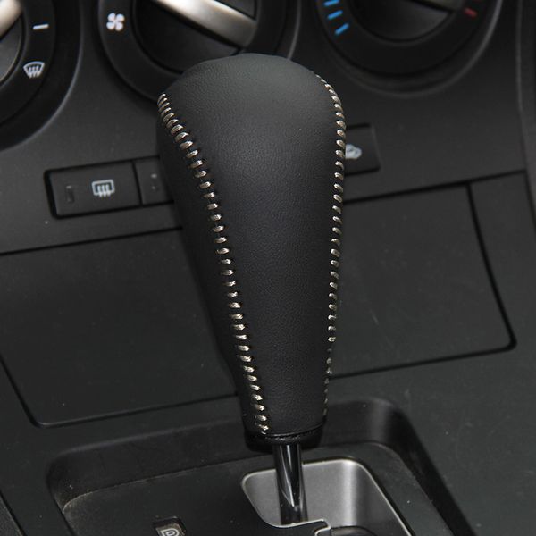 Couvercle de changement de vitesse automatique en cuir véritable, pour Mazda 3, décoration intérieure automobile, style de voiture, bouton de bricolage, cover272M