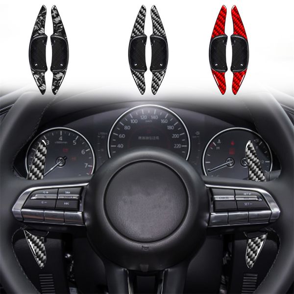 Paleta de cambio de volante para Mazda 3 Axela /CX-30, piezas de automóvil, Control central, extensor de palanca de cambios de Material ABS de fibra de carbono modificada