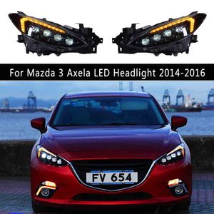 Voor Mazda 3 Axela LED Koplamp 14-16 Auto Accessoires Voorlamp DRL Dagrijverlichting Richtingaanwijzer Grootlicht Angel Eye Projector Lens