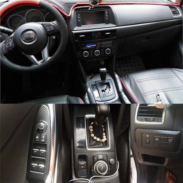 Pour Mazda CX-5 2013-2016 Intérieur Panneau de configuration centrale Poignée de porte 3D / 5D en fibre de carbone autocollants Autocollants voiture styling Accessorie