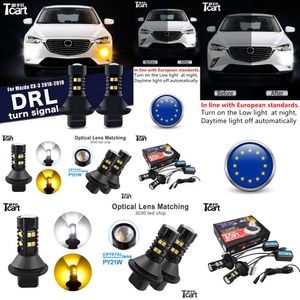 voor Mazda CX3 CX-3 (DK) 2015 2016 2017 2018 2019 2020 Auto-accessoires 2 stks LED Daytime Running Light Turn DRL 2in1