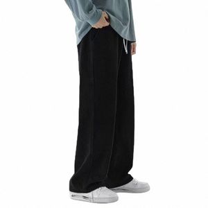 Pour hommes hommes pantalons pantalons pantalons droits amples Streetwear Fi pantalon neutre jean printemps jambe large tout neuf H0F3 #